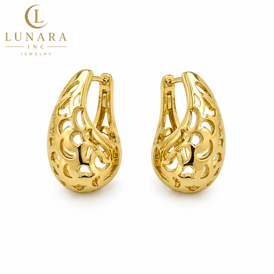 Luxe Filigree Teardrop Huggie Earrings