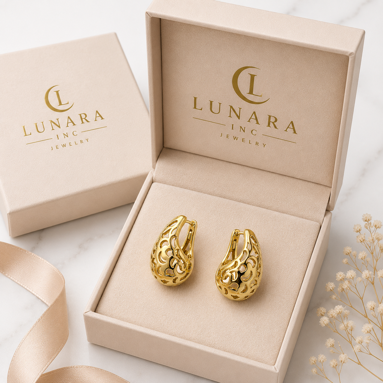 Luxe Filigree Teardrop Huggie Earrings