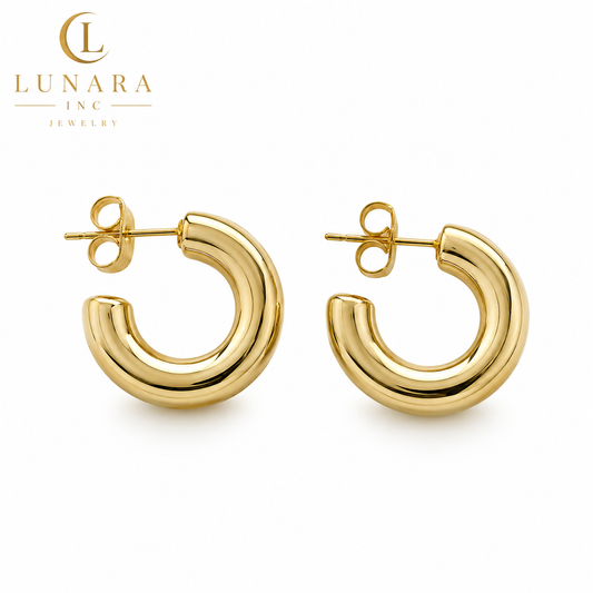 Classic Chunky Gold Hoop Earrings