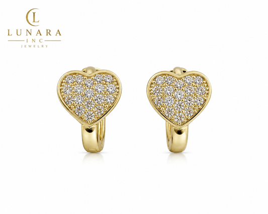 Sparkling Heart Huggie Earrings