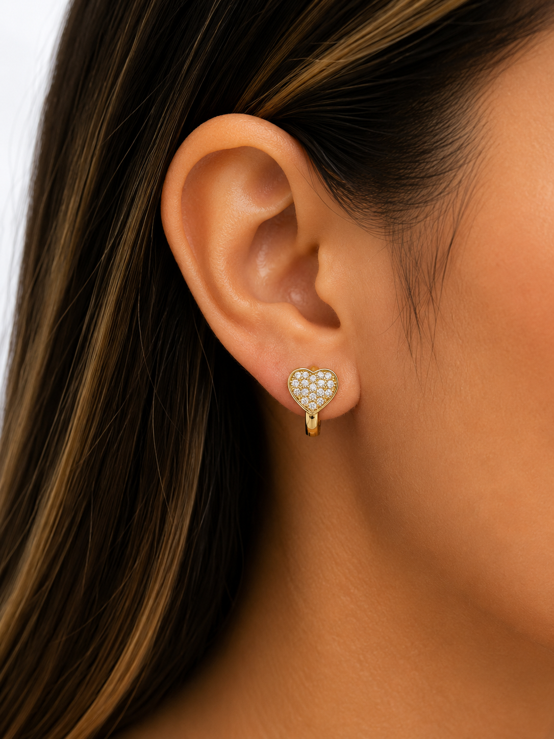 Sparkling Heart Huggie Earrings