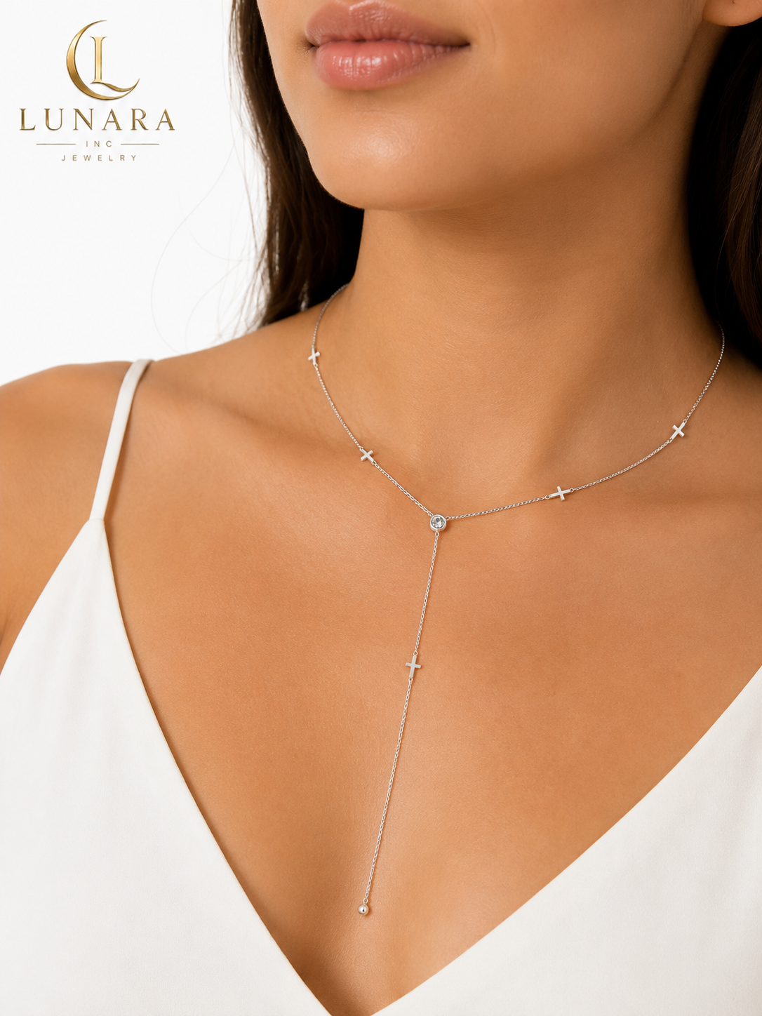 Celestial Cross Lariat Necklace