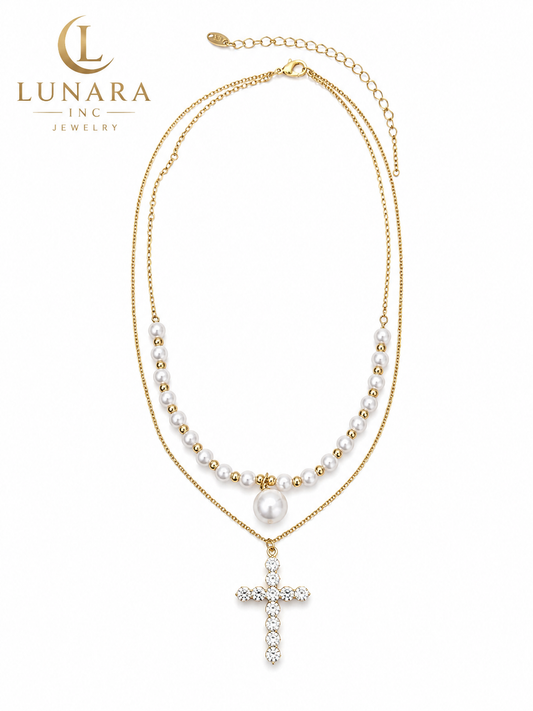 Faith & Grace Pearl Cross Necklace