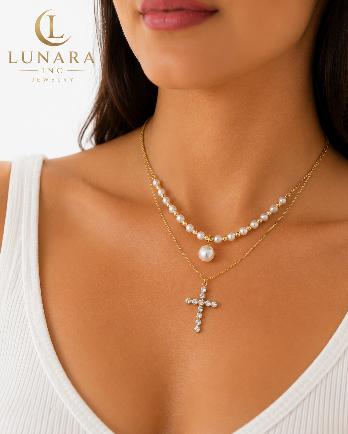 Faith & Grace Pearl Cross Necklace