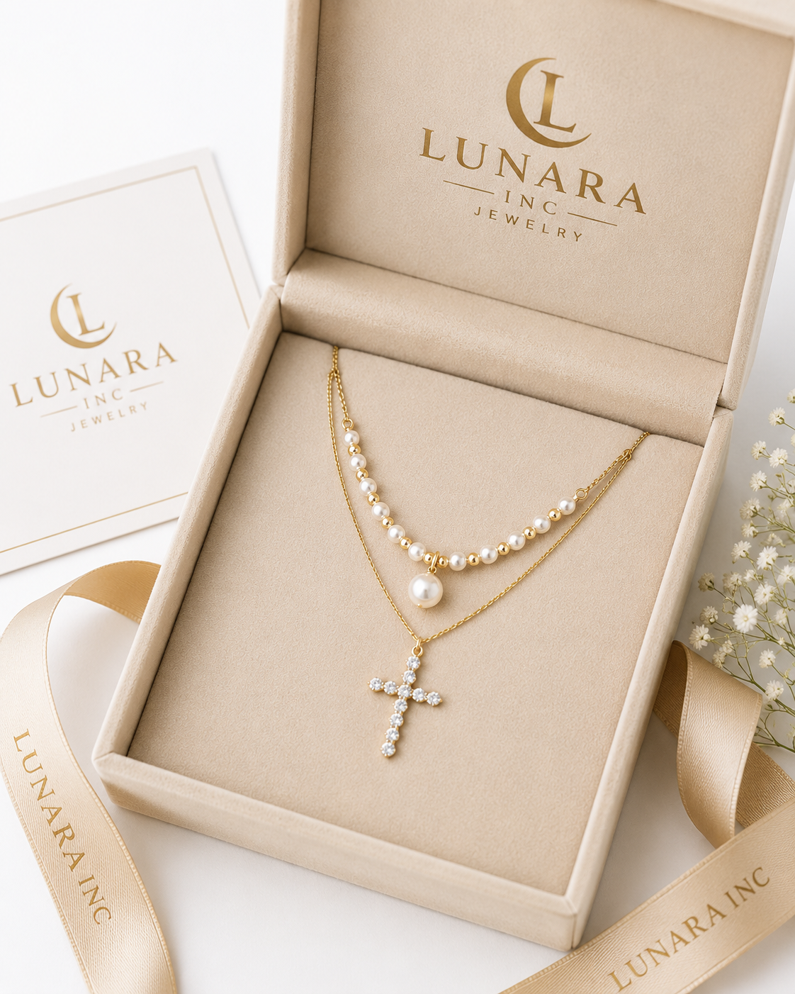 Faith & Grace Pearl Cross Necklace