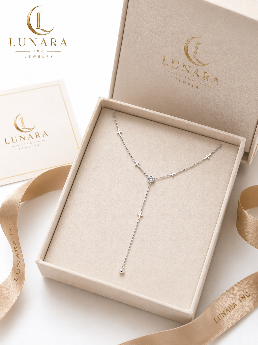 Celestial Cross Lariat Necklace