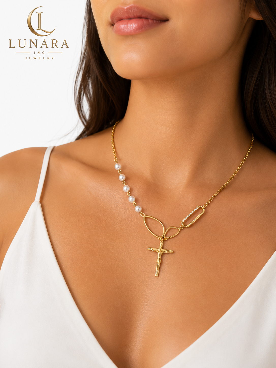 Faith & Grace Pearl Cross Necklace