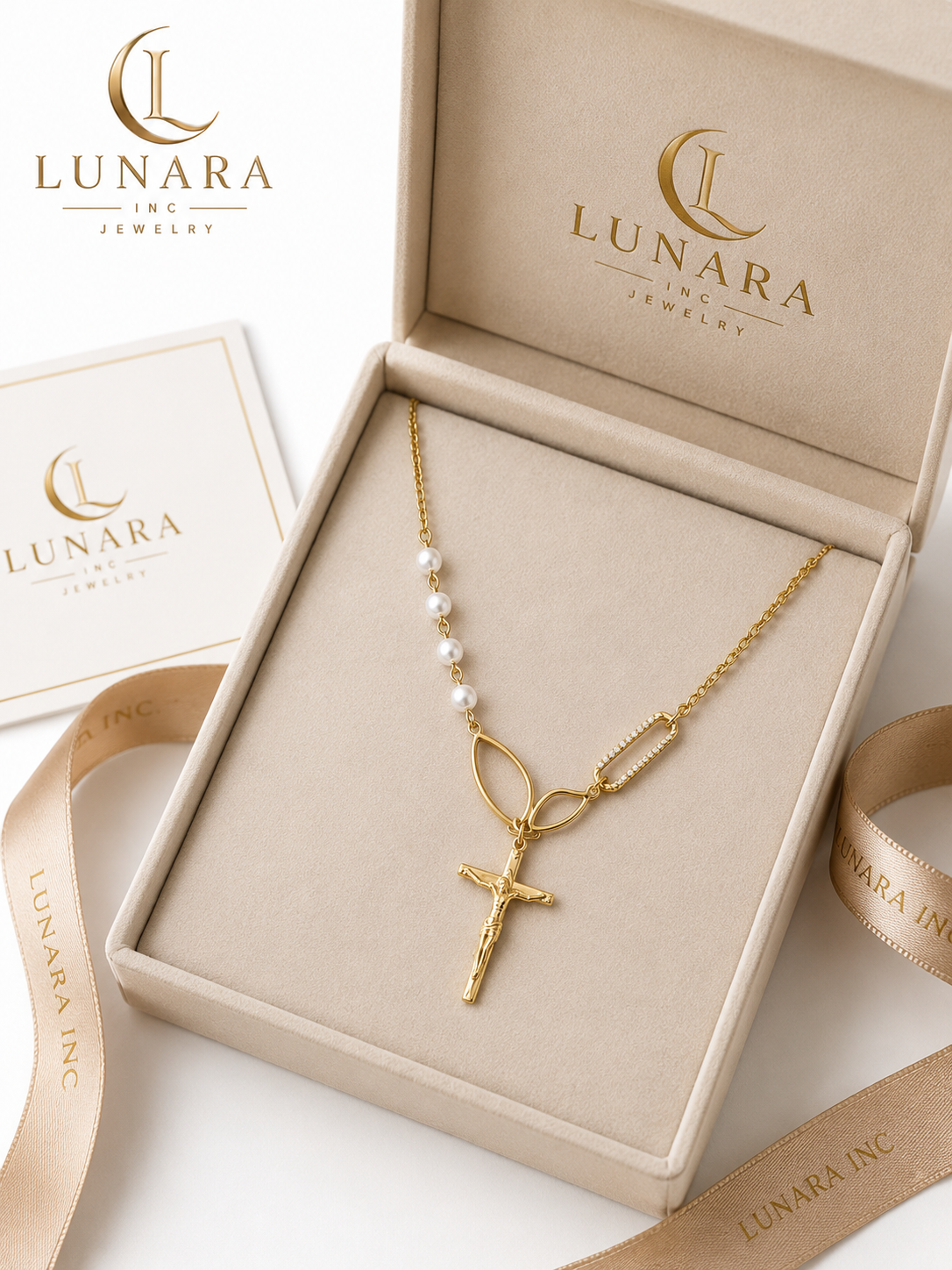 Faith & Grace Pearl Cross Necklace