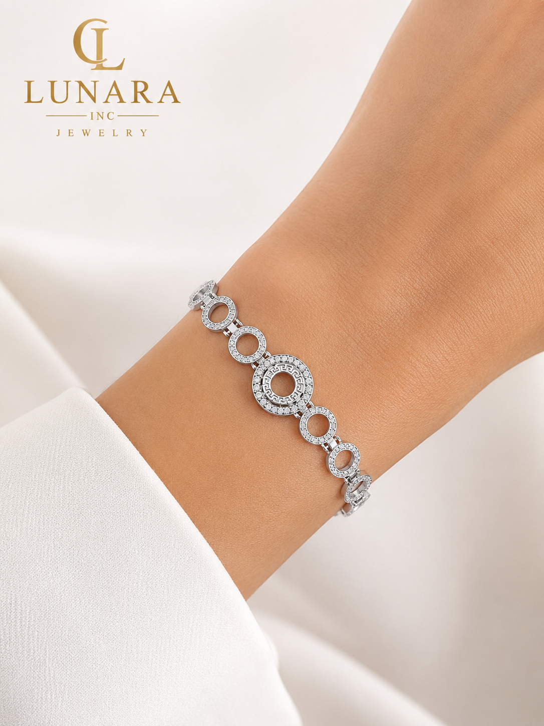 Greek Halo Circle Crystal Bracelet