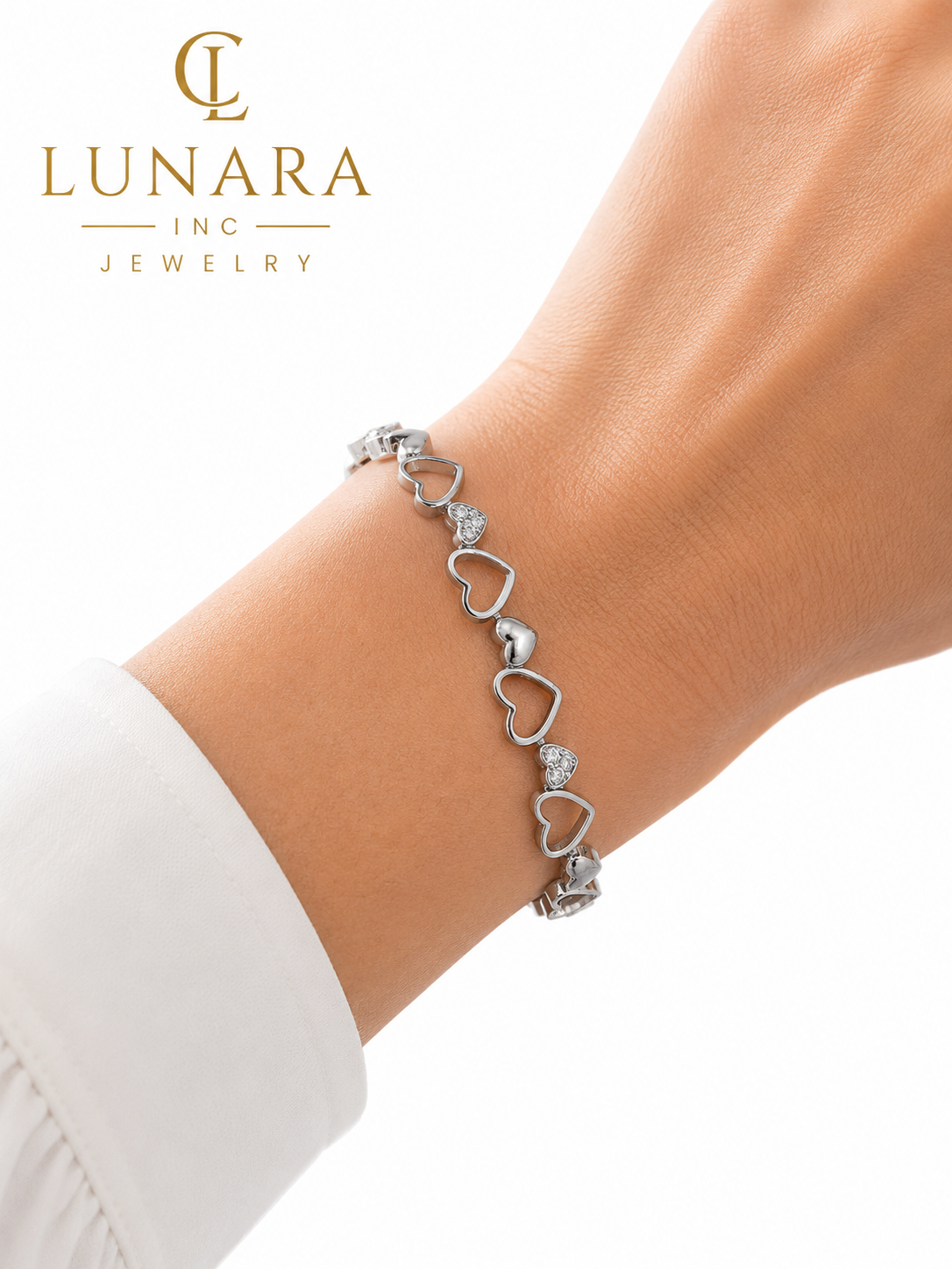 Open Heart & Crystal Bracelet