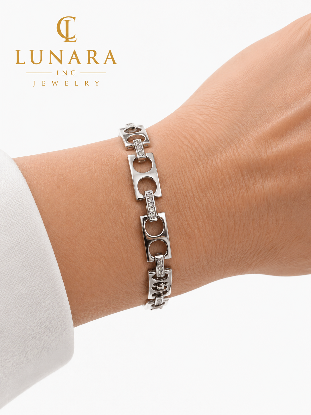 Double Link Cubic Zirconia Bracelet