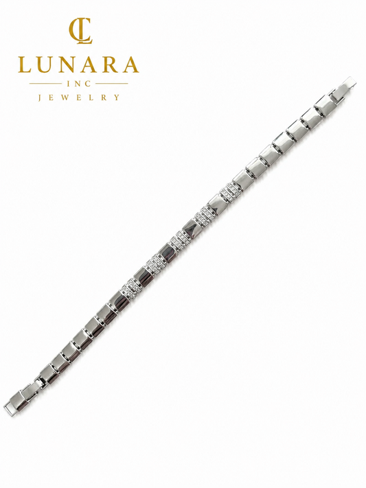 Modern Crystal Bar Link Bracelet