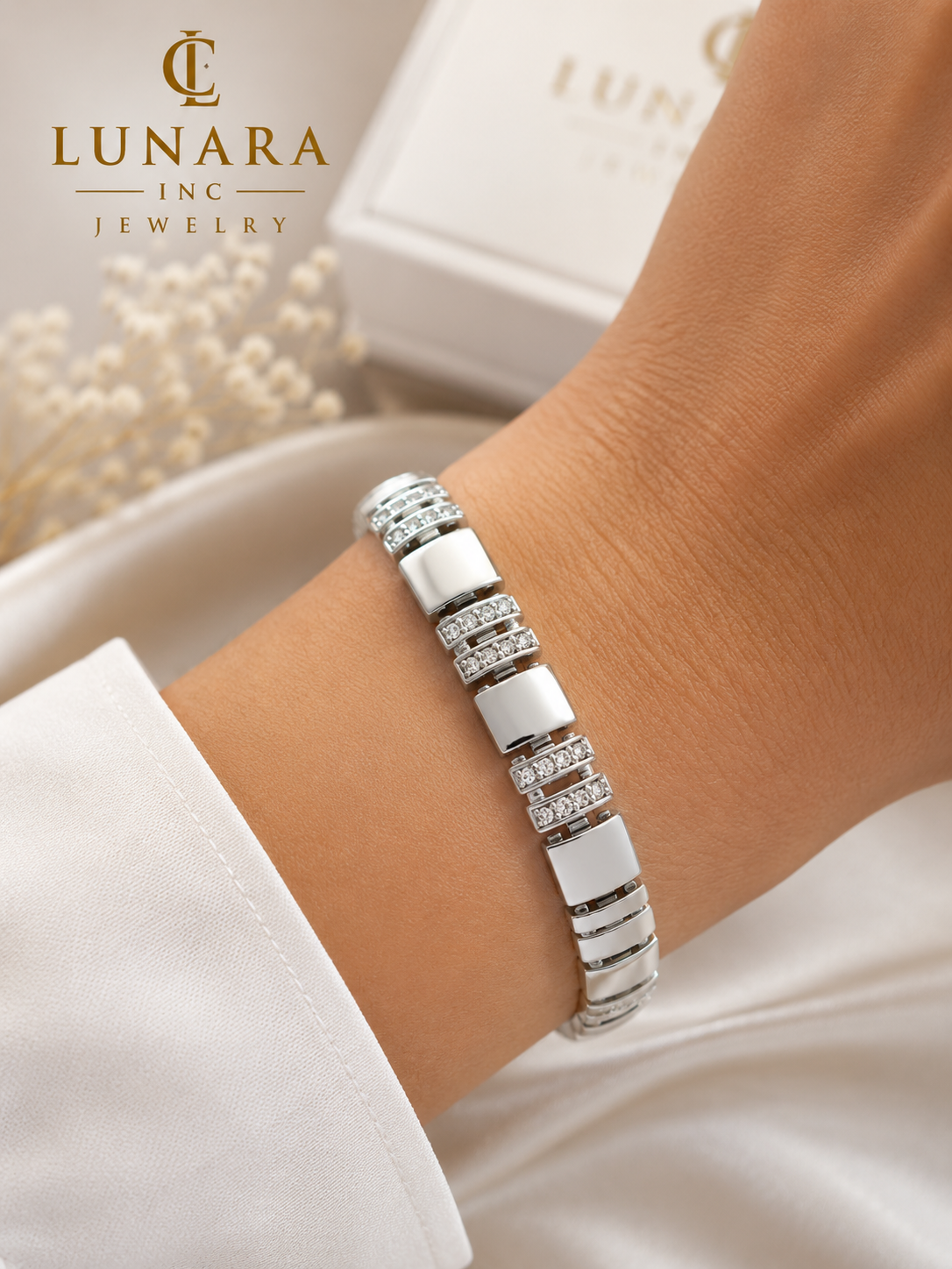 Modern Crystal Bar Link Bracelet