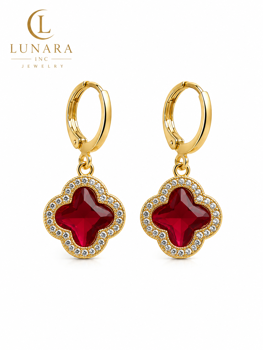 Sparkling Clover Huggie Earrings