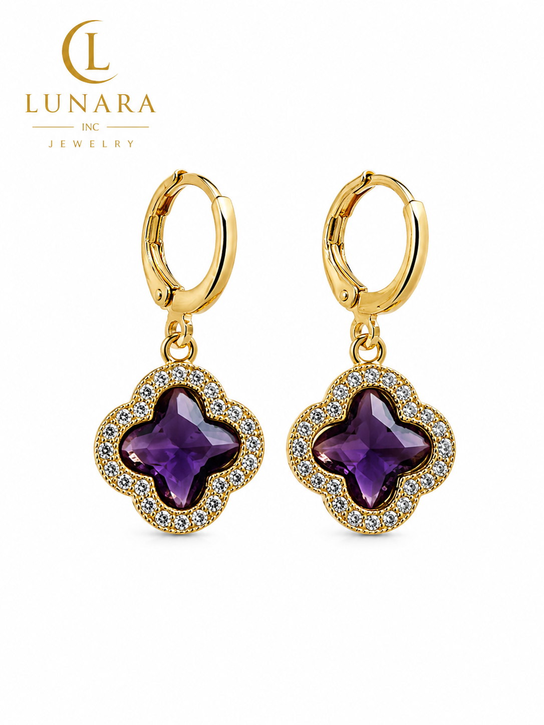 Sparkling Clover Huggie Earrings