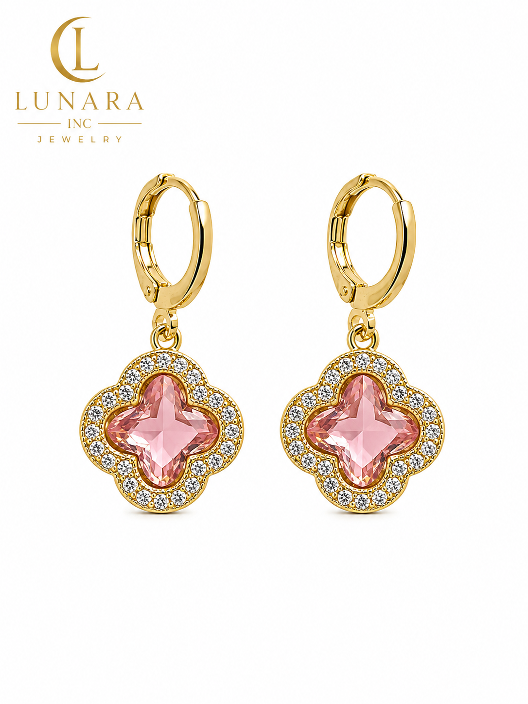 Sparkling Clover Huggie Earrings