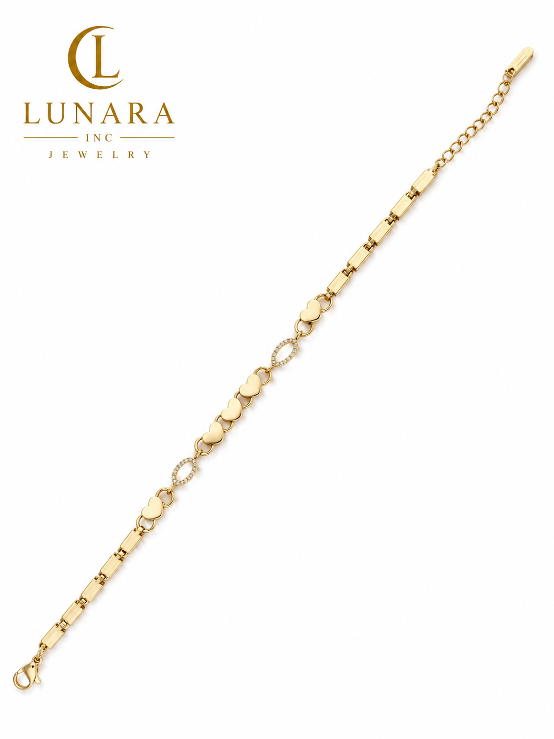 Golden Hearts Crystal Bracelet