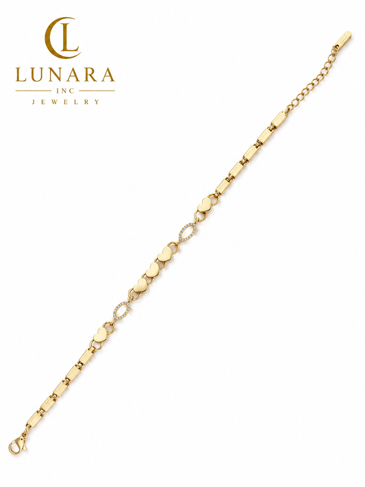 Golden Hearts Crystal Bracelet