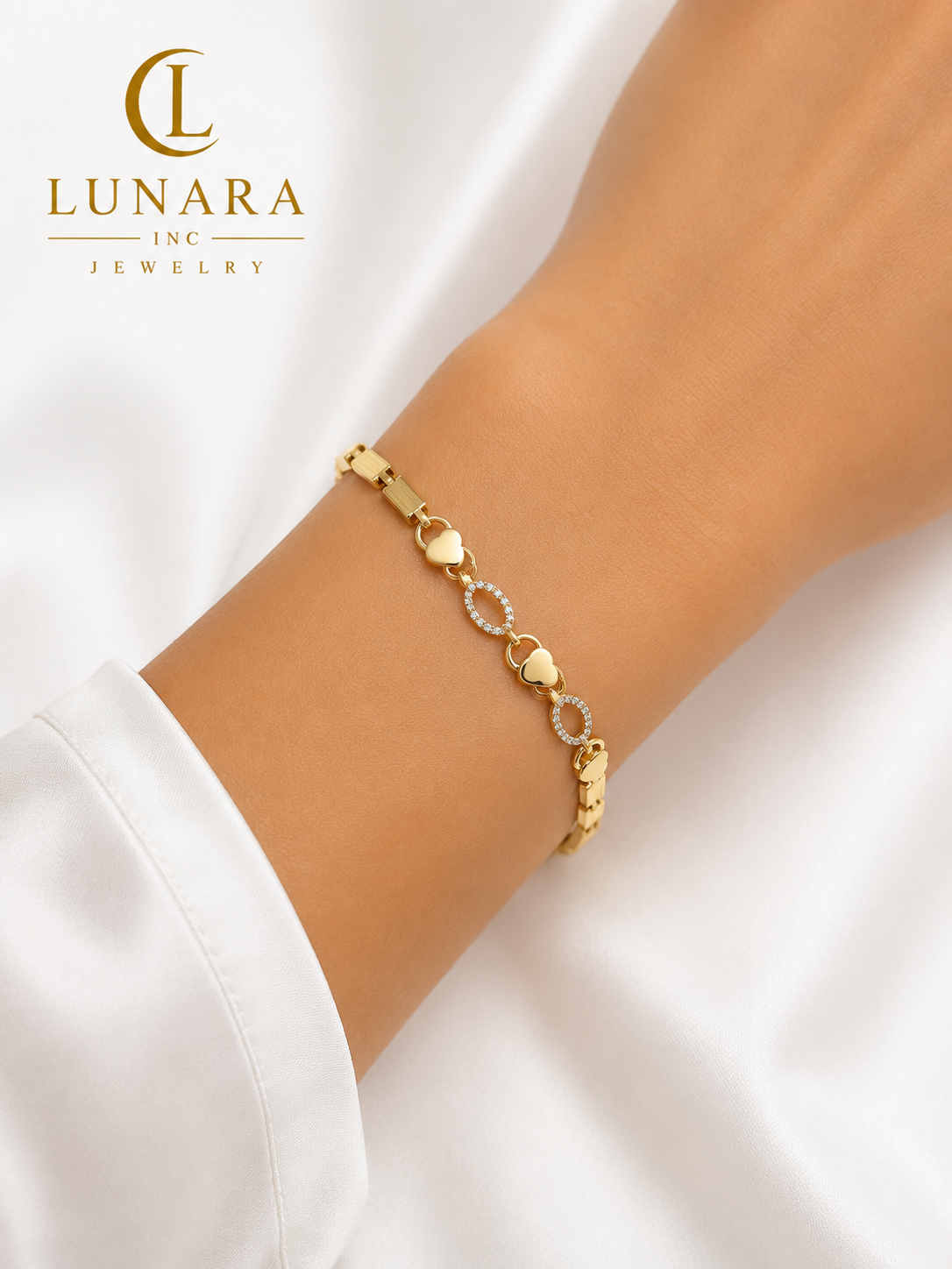Golden Hearts Crystal Bracelet