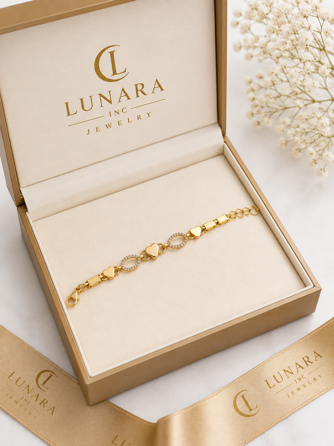 Golden Hearts Crystal Bracelet