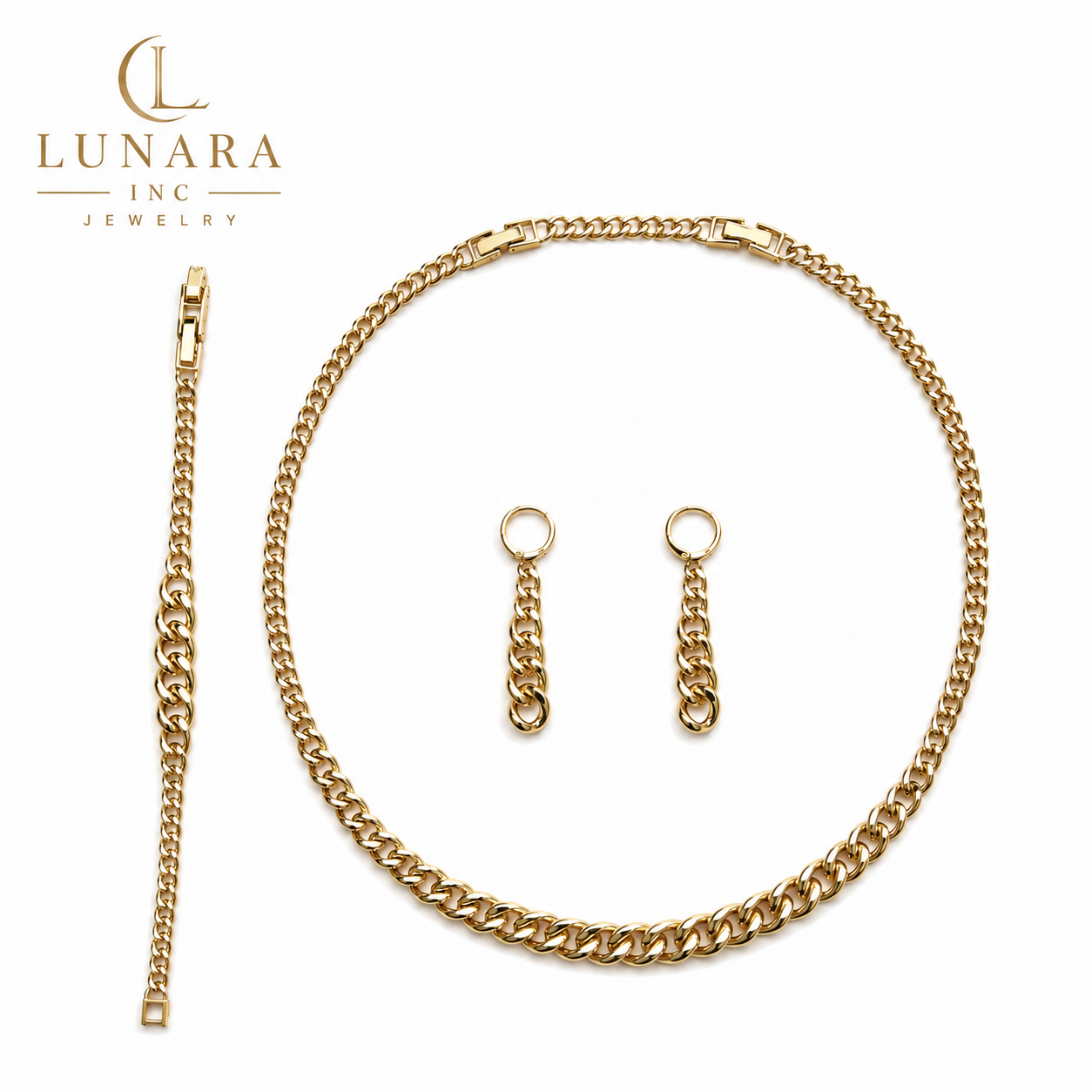 Lunara Gradient Cuban Link Jewelry Set