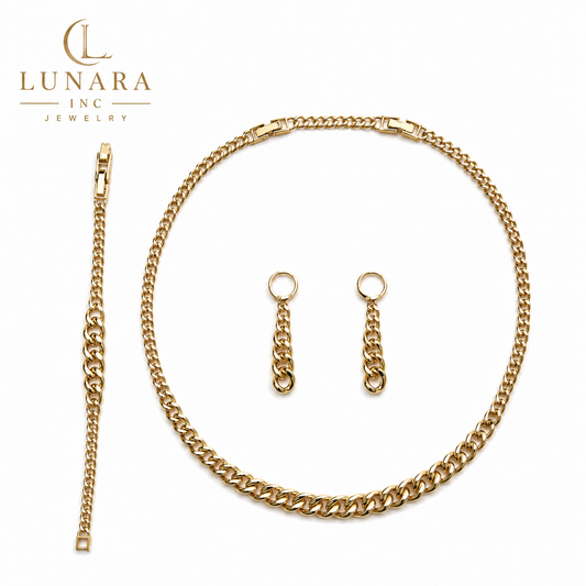 Lunara Gradient Cuban Link Jewelry Set