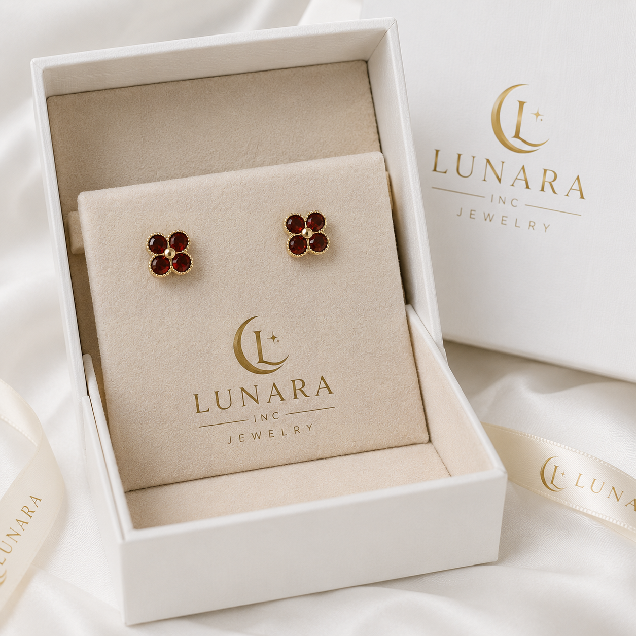 Lunara Clover Crystal Stud Earrings Collection