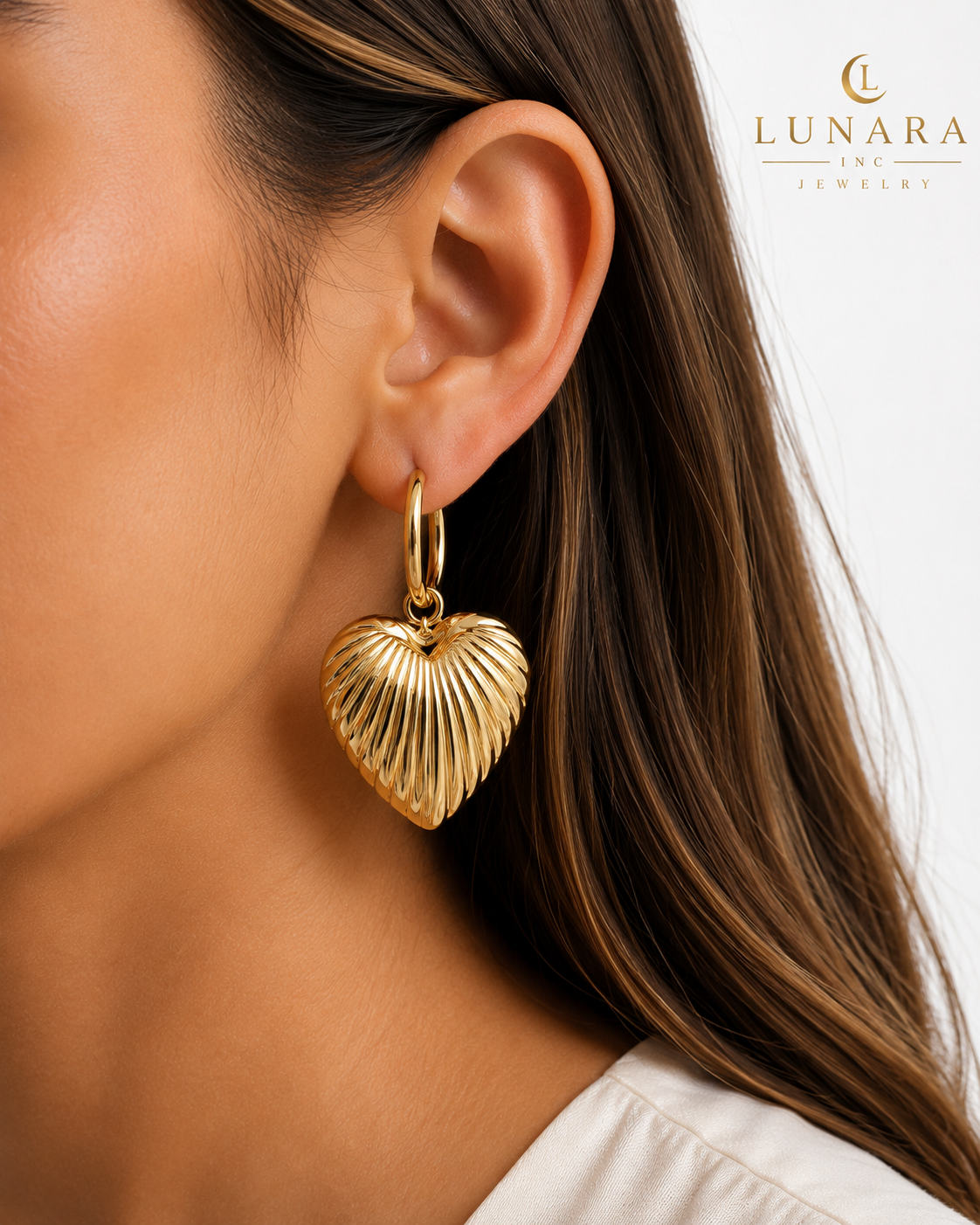 Luna Radiant Heart Hoop Earrings