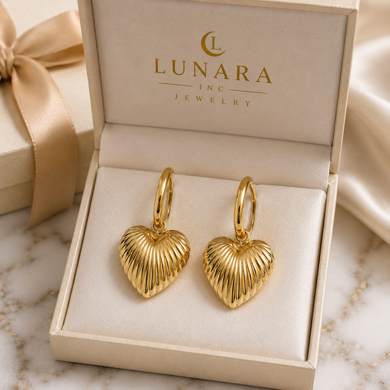 Luna Radiant Heart Hoop Earrings