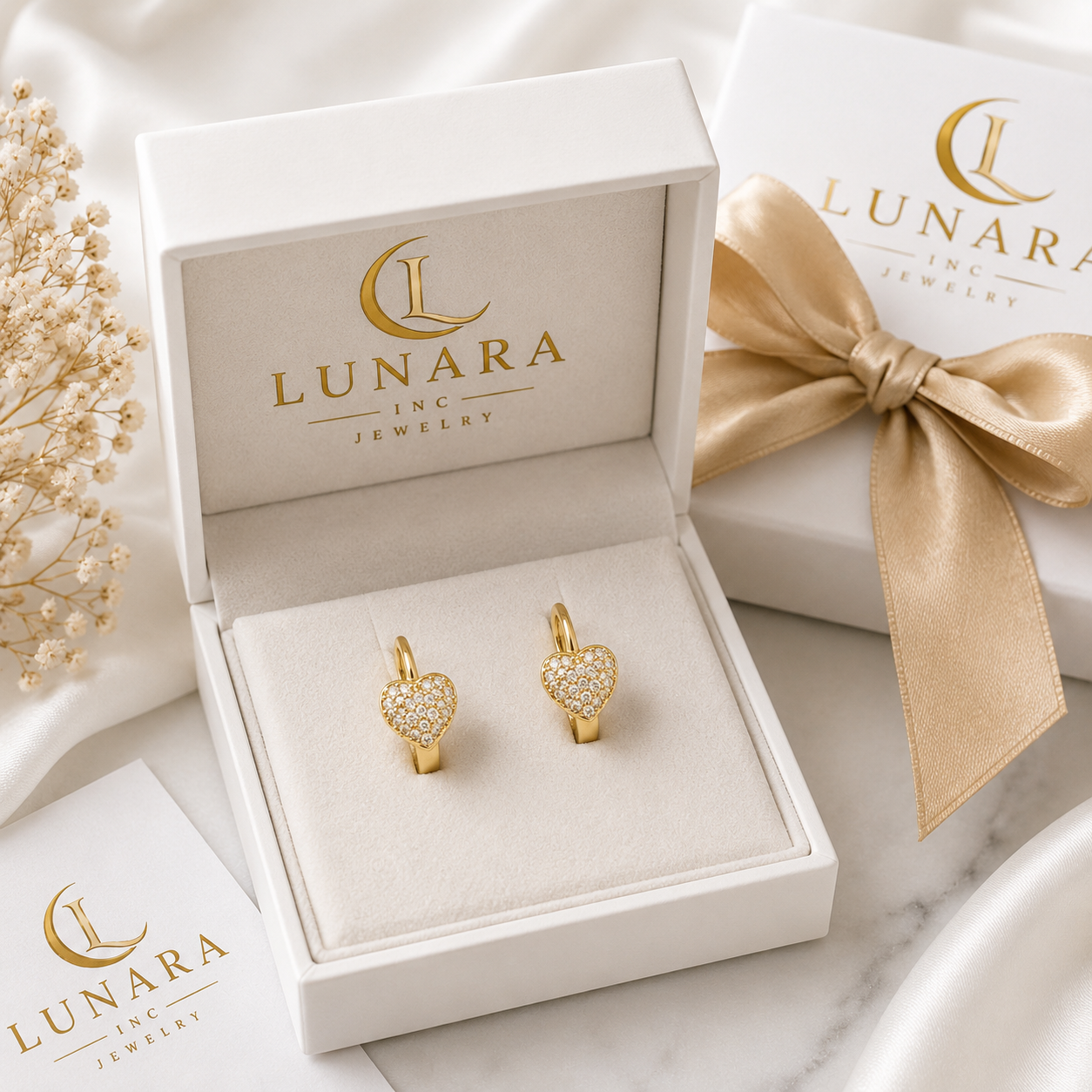 Sparkling Heart Huggie Earrings