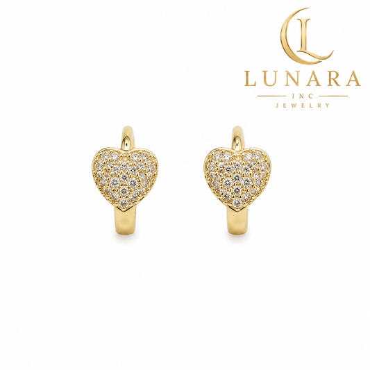 Sparkling Heart Huggie Earrings