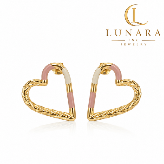 Blush Heart Hoop Earrings