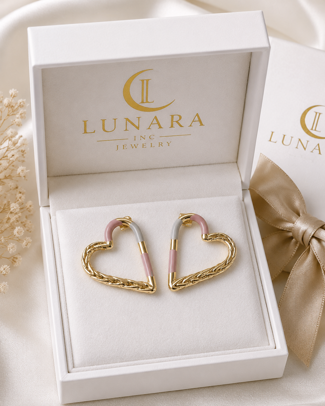 Blush Heart Hoop Earrings
