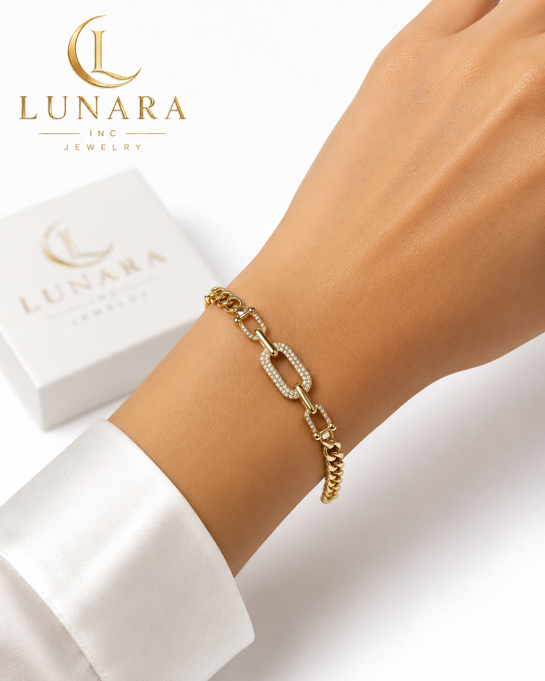 Lunara Pavé Link Cuban Bracelet