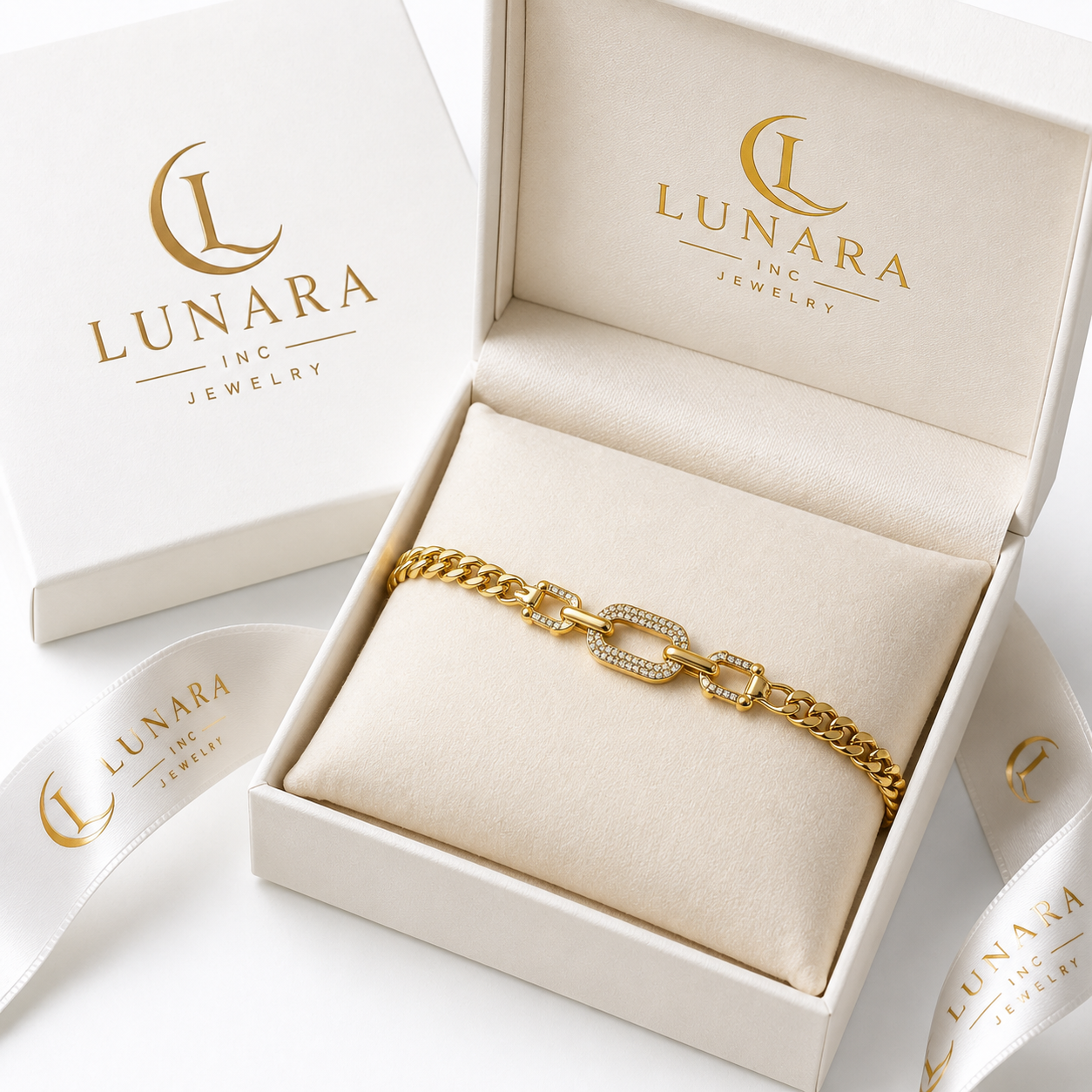 Lunara Pavé Link Cuban Bracelet