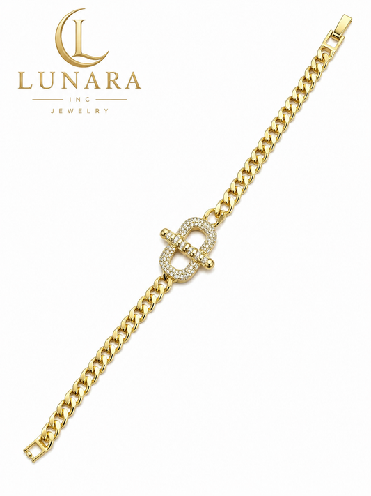 Lunara Pavé Toggle Cuban Bracelet