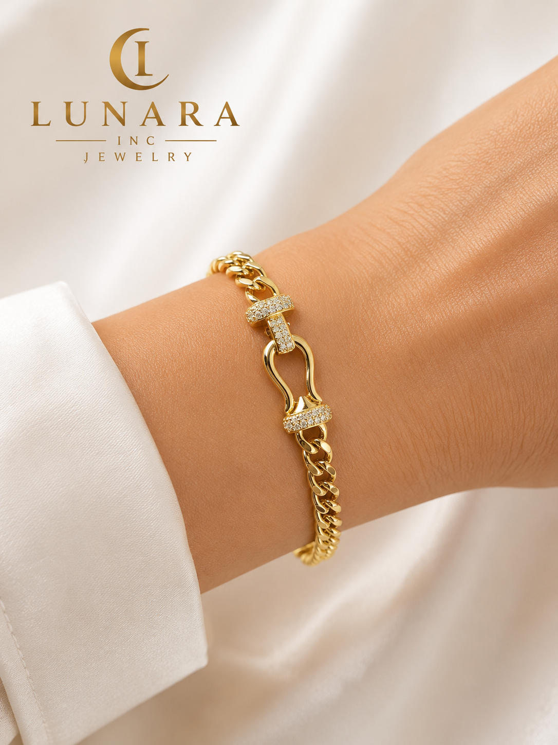Lunara Pavé Link Cuban Bracelet