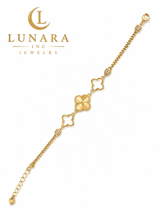 Golden Clover Charm Bracelet
