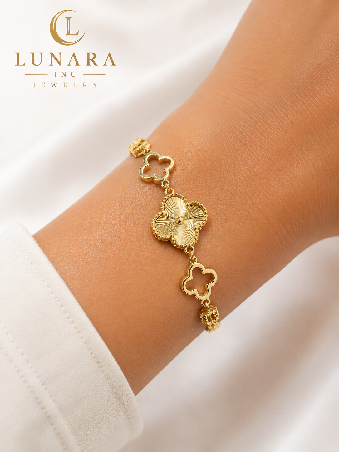 Golden Clover Charm Bracelet