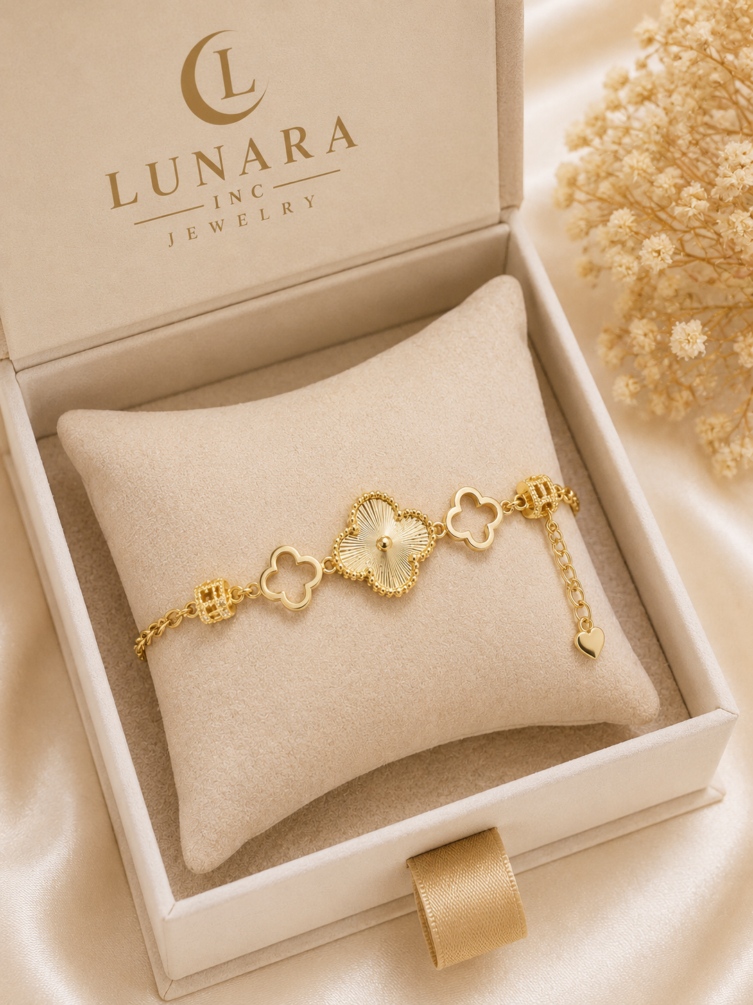 Golden Clover Charm Bracelet