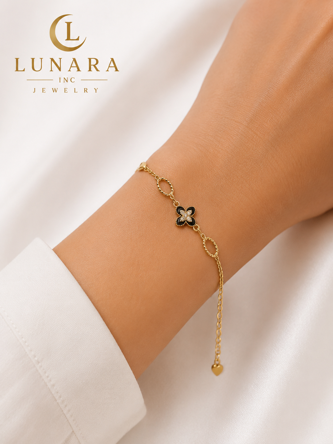 Clover Charm Bracelet Collection – (Black, White & Red)