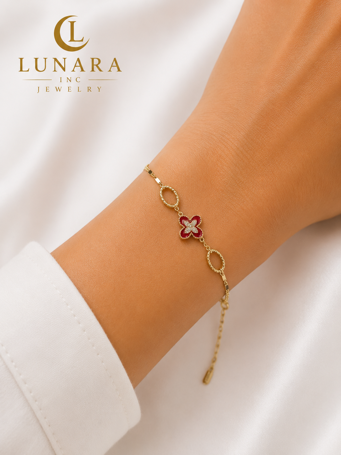 Clover Charm Bracelet Collection – (Black, White & Red)