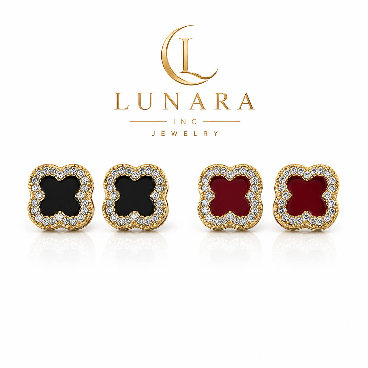 Lunara Clover Spark Stud Earrings