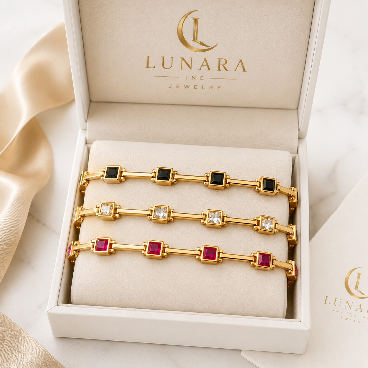 Lunara Square Crystal Link Bracelet