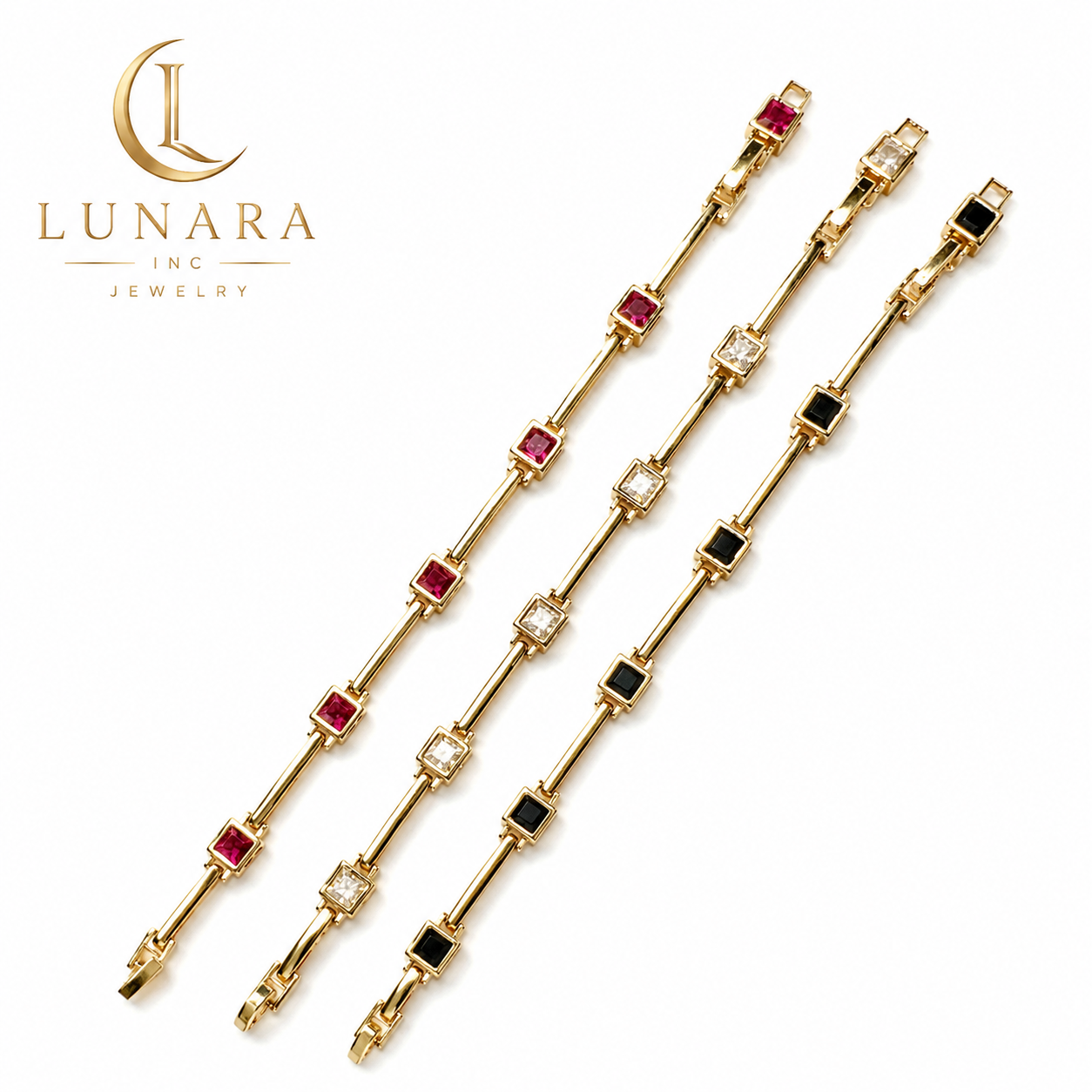 Lunara Square Crystal Link Bracelet