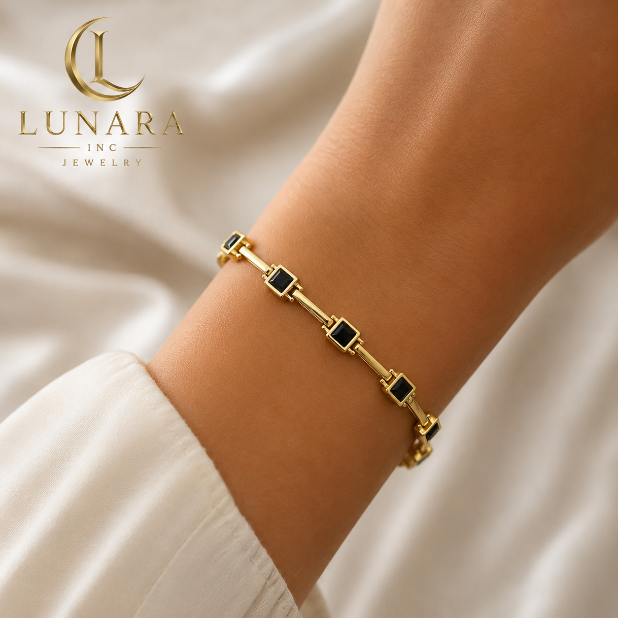 Lunara Square Crystal Link Bracelet