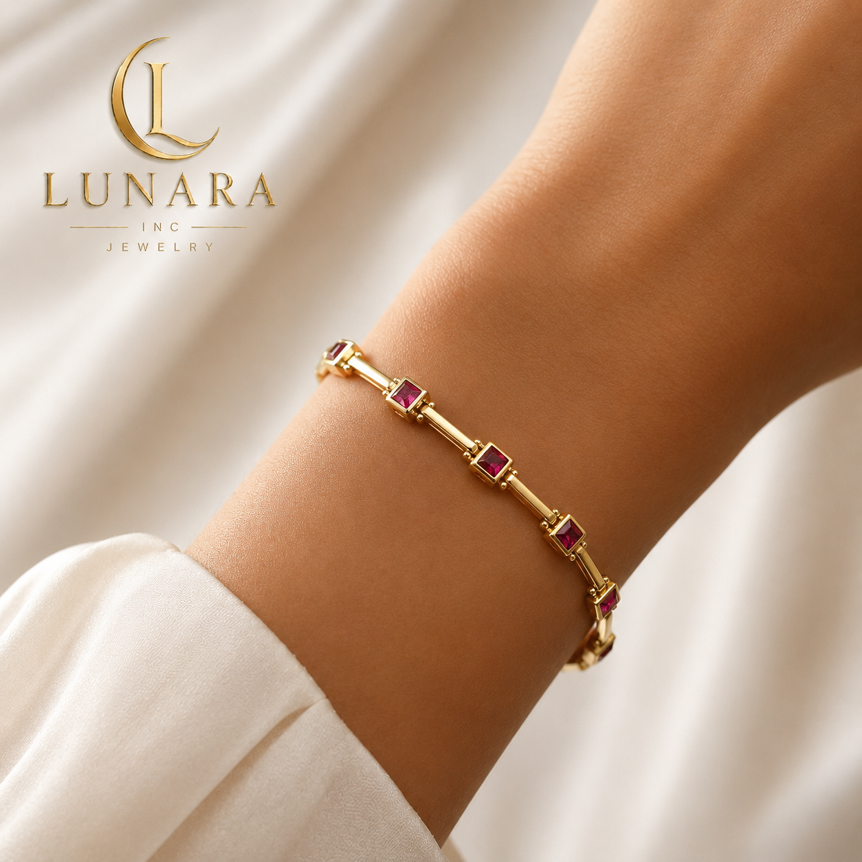 Lunara Square Crystal Link Bracelet