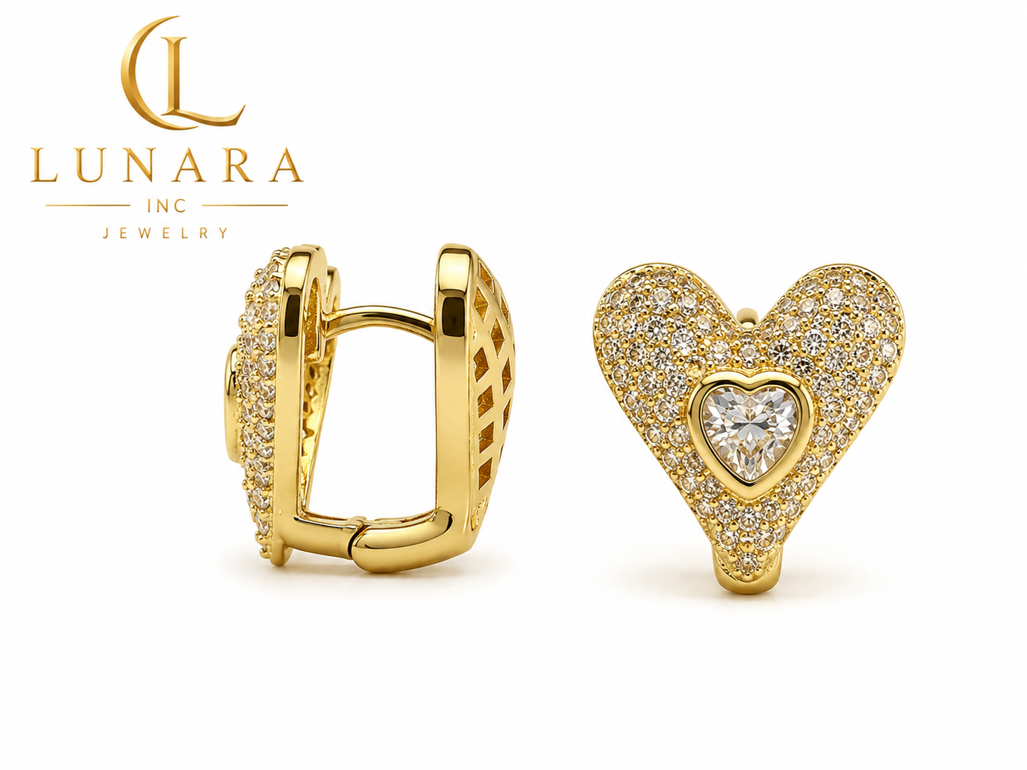 Luna Crystal Heart Huggie Earrings