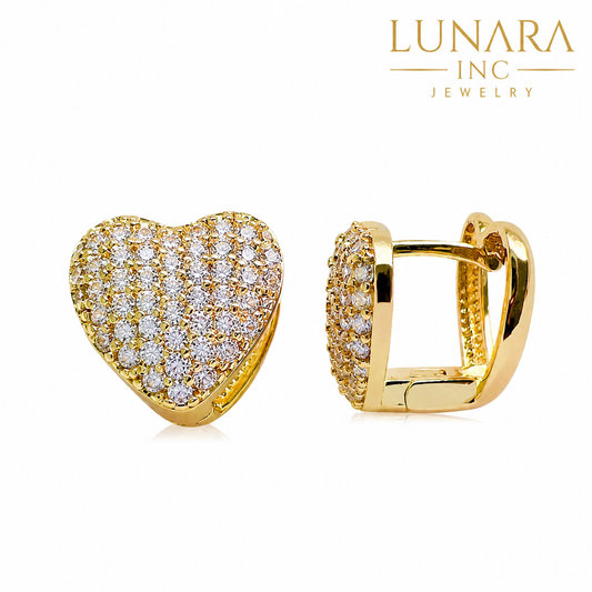 Lunara Radiant Heart Pavé Huggie Earrings