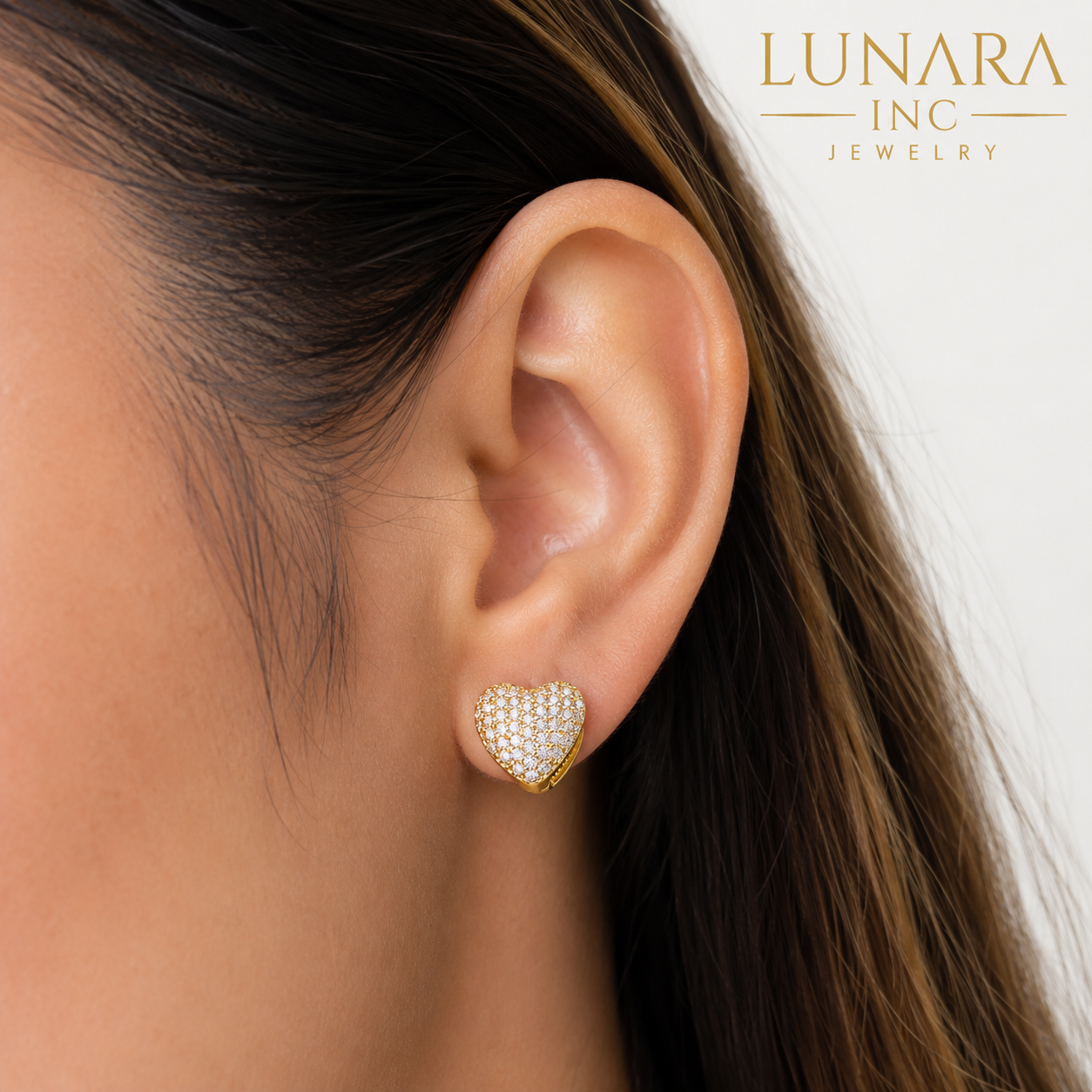 Lunara Radiant Heart Pavé Huggie Earrings